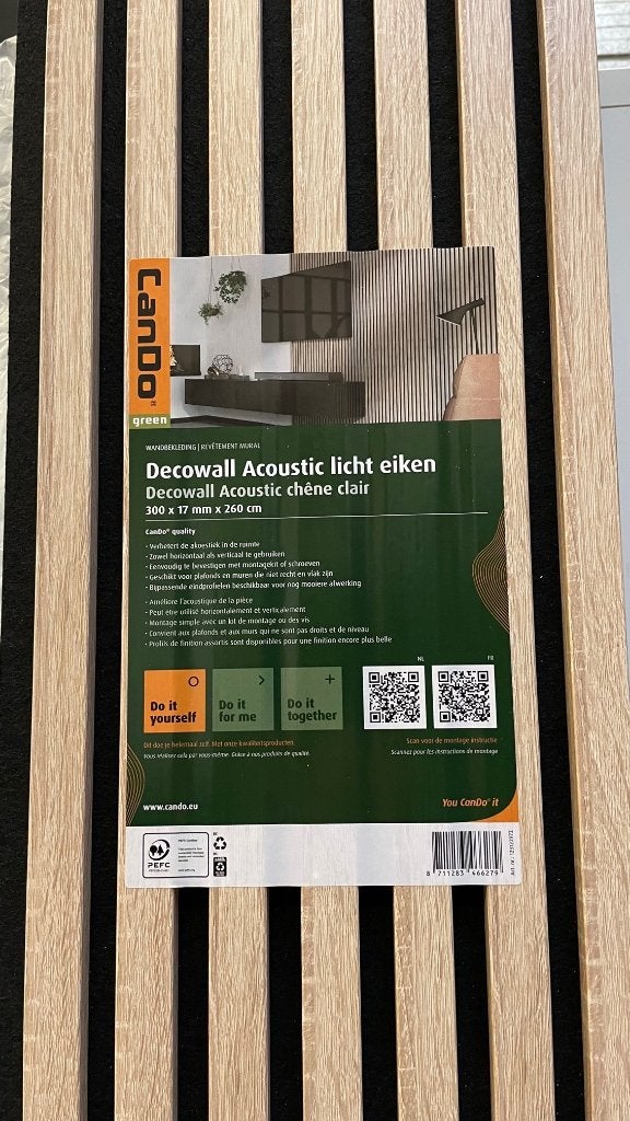Licht Eiken Lattenwand – Geluidsabsorberend, Nieuw, Products@deli-home.com, Stadhuisplein 70, 4203 NS Gorinchem, Nederland, Deli Home Netherlands B.V.
