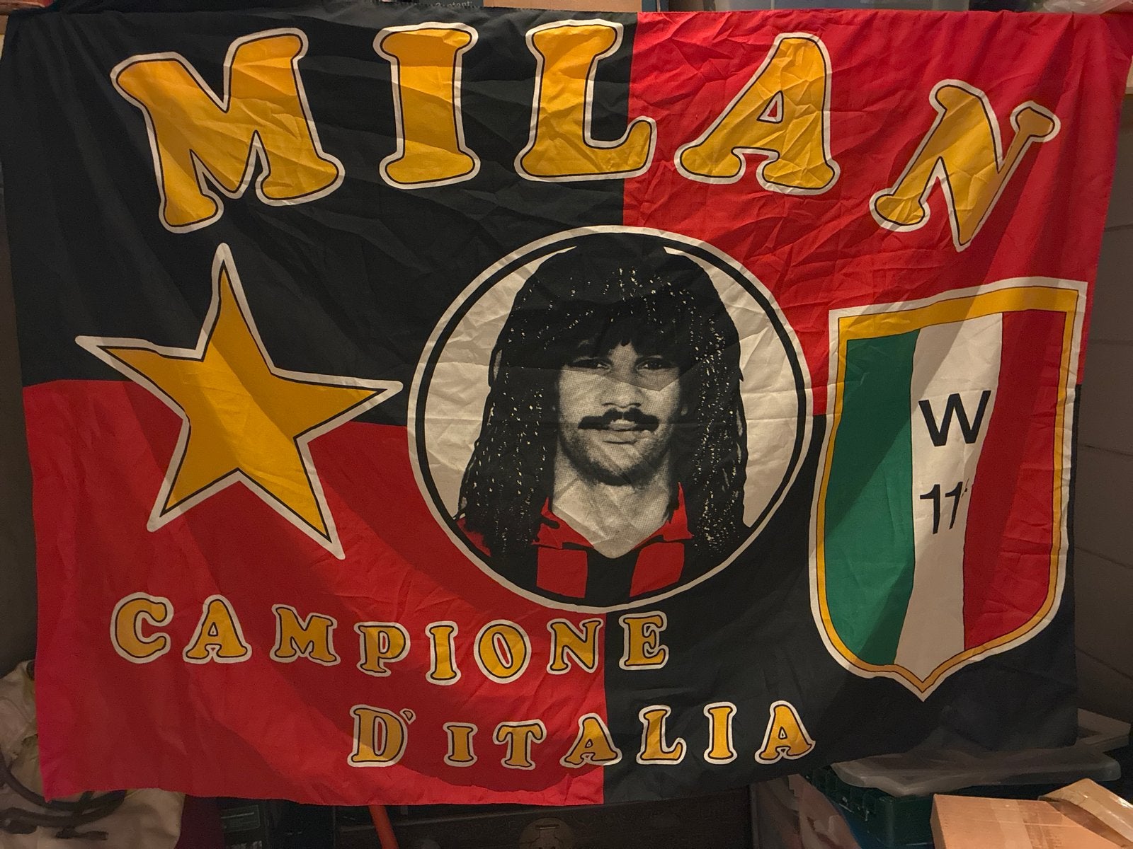 AC Milan Vlag - Vintage Voetbal Fan Vlag, Ophalen, Gebruikt, Buitenlandse clubs, Vaantje of Sjaal