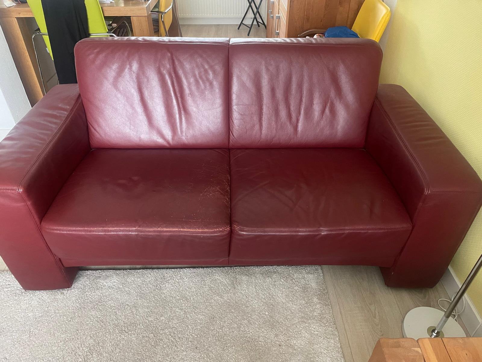 Gratis leren bank, Huis en Inrichting, Banken | Bankstellen, Ophalen, Gebruikt, 150 tot 200 cm, Tweepersoons