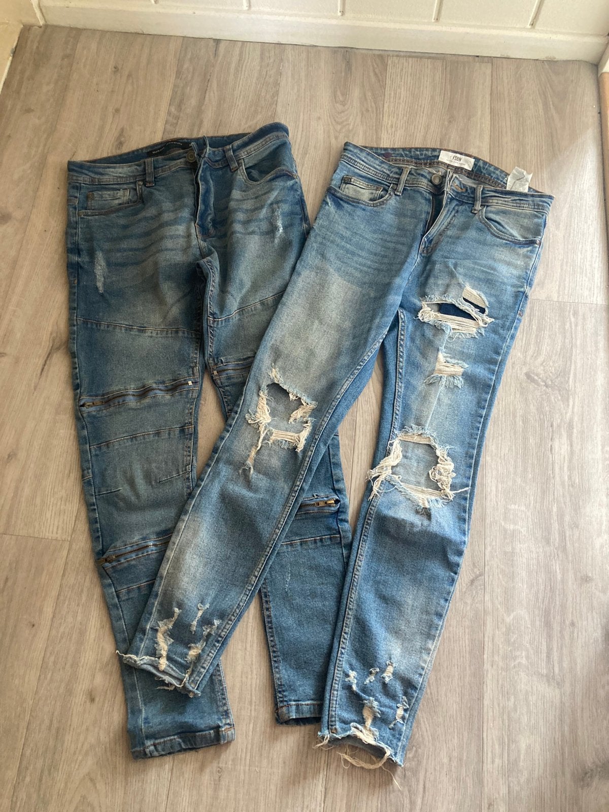 Broeken 2 stuks, maat 28 / 30R, merk FSBN en Bravde Soul, Ophalen of Verzenden, Zo goed als nieuw, Blauw, W32 (confectie 46) of kleiner