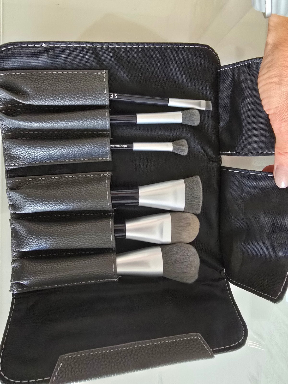 Sephora kwasten set in etui, Gebruikt, Gehele gezicht, Zwart, Ophalen of Verzenden
