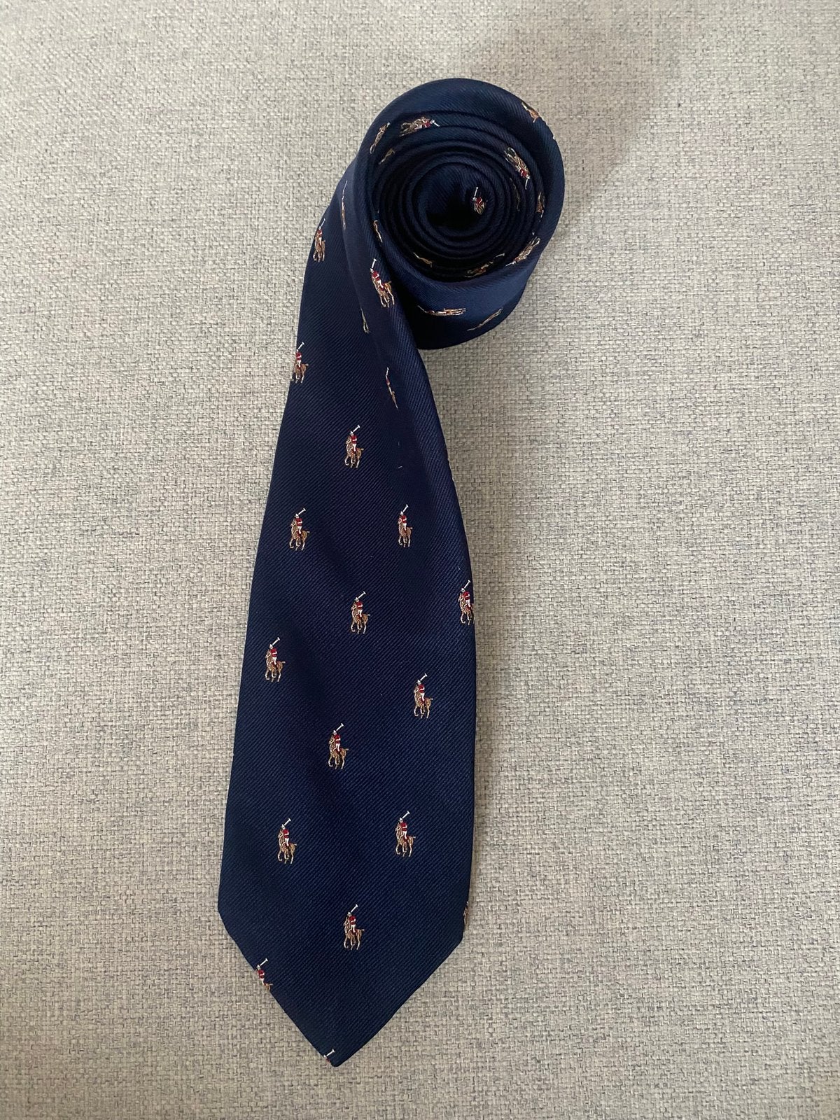 Polo Ralph Lauren Silk Tie – Navy Blue – Handmade in Italy, Kleding | Heren, Stropdassen, Ophalen, Zo goed als nieuw, Blauw