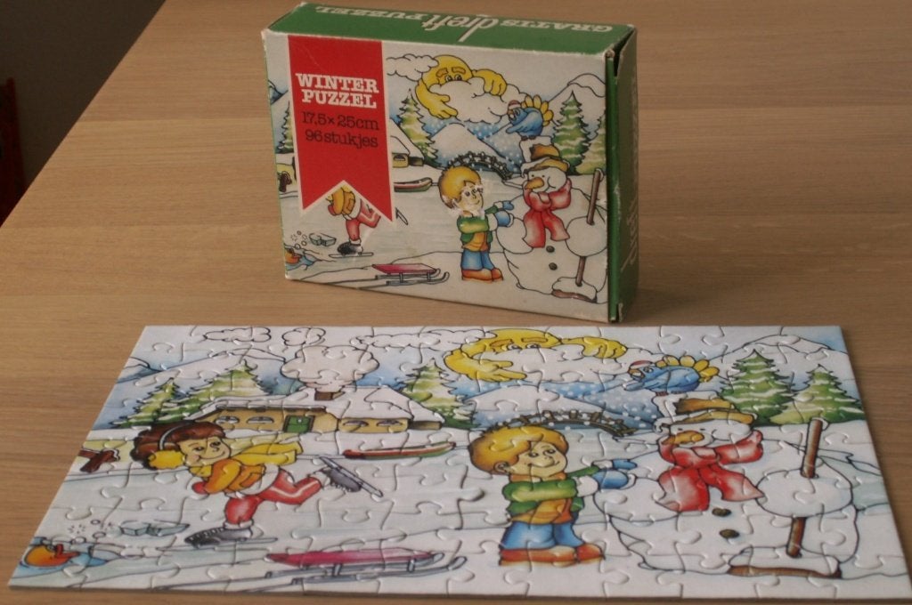 Vintage pakje Dreft met winterpuzzel, Ophalen of Verzenden