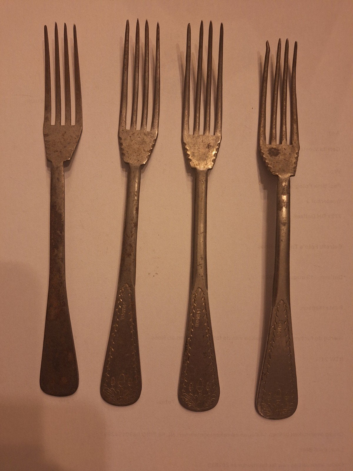 Set van 4 antieke verzilverde vorken Solingen, Ophalen of Verzenden