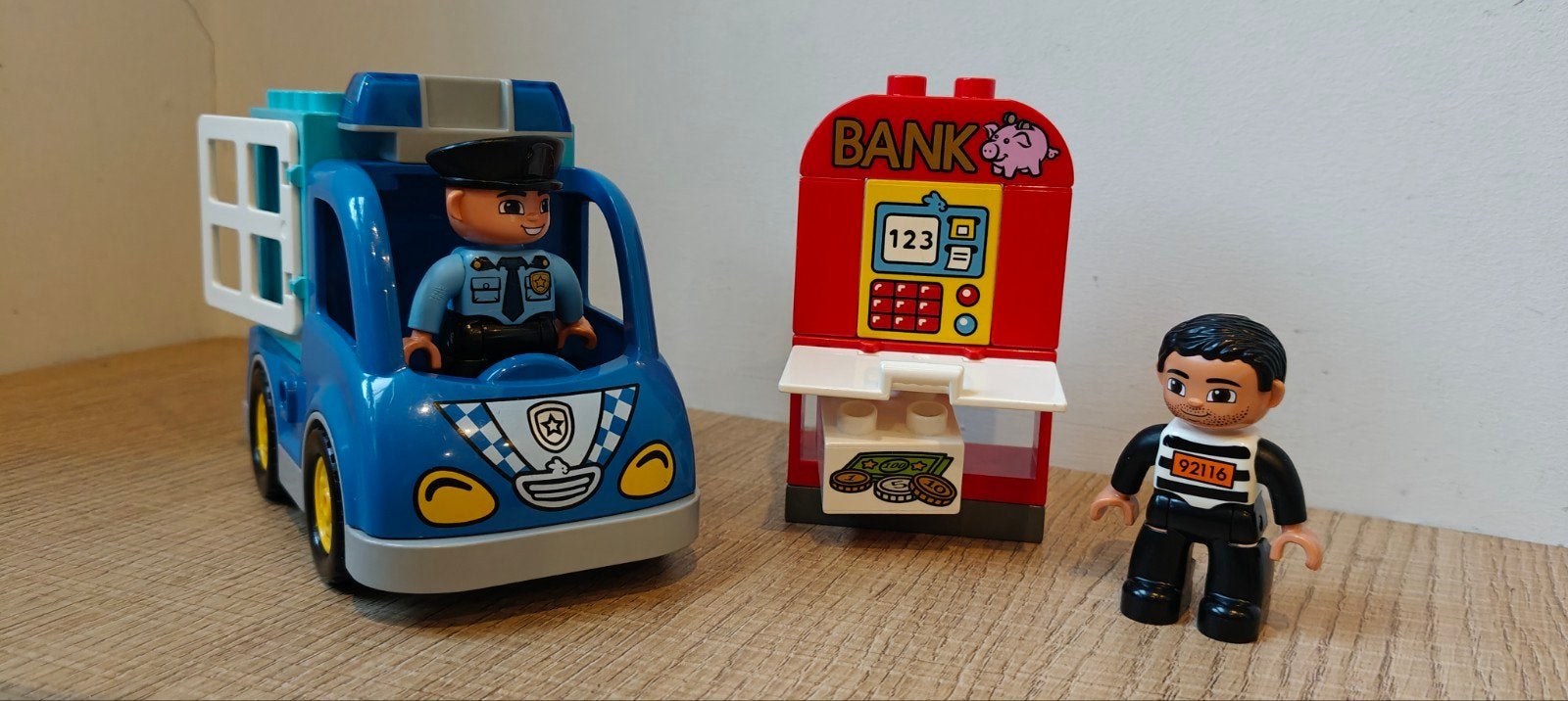 LEGO Duplo 10809 Politie Patrouille, bank, boef, Gebruikt, Ophalen of Verzenden, Duplo, Complete set