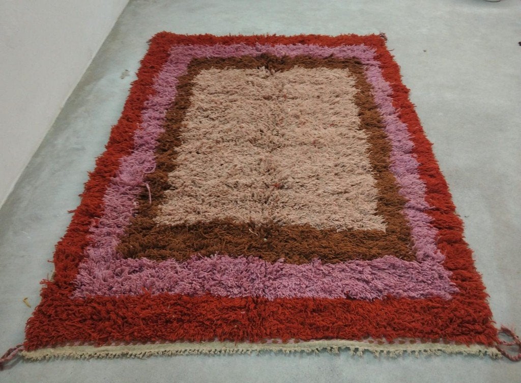 Fluffy Berber tapijt handgemaakt – beige roze 216x315, Huis en Inrichting, MarocCarpets, Info@maroccarpets.nl, Rood, Ophalen of Verzenden