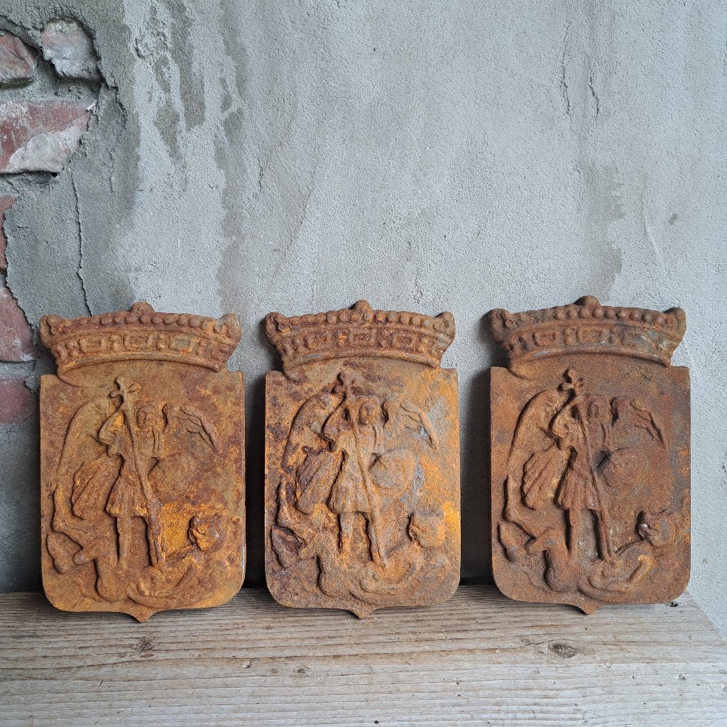 Oud brocante gietijzeren schild plaatje 24x15cm roest Etage3, Gebruikt, ., Ophalen of Verzenden, .