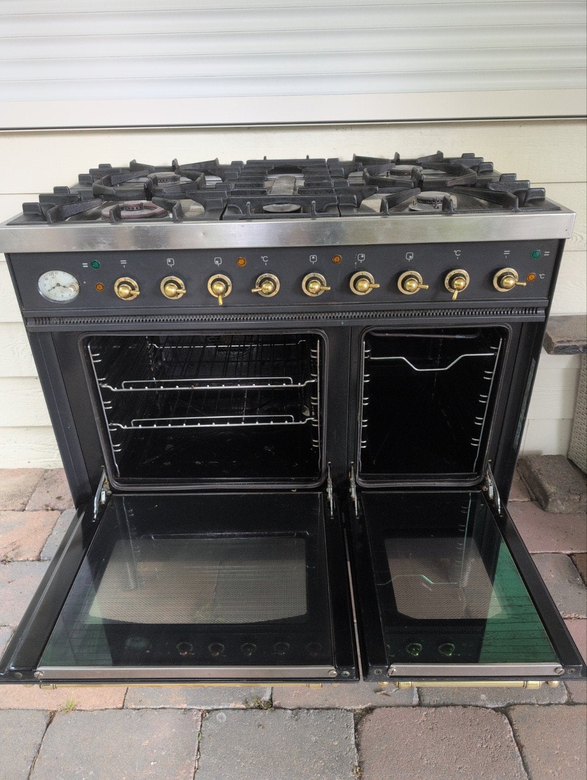 Boretti Fornuis 90x60x90 - Zwart met 2 Ovens en Gas, Ophalen, Gebruikt, 60 cm of meer, Gas