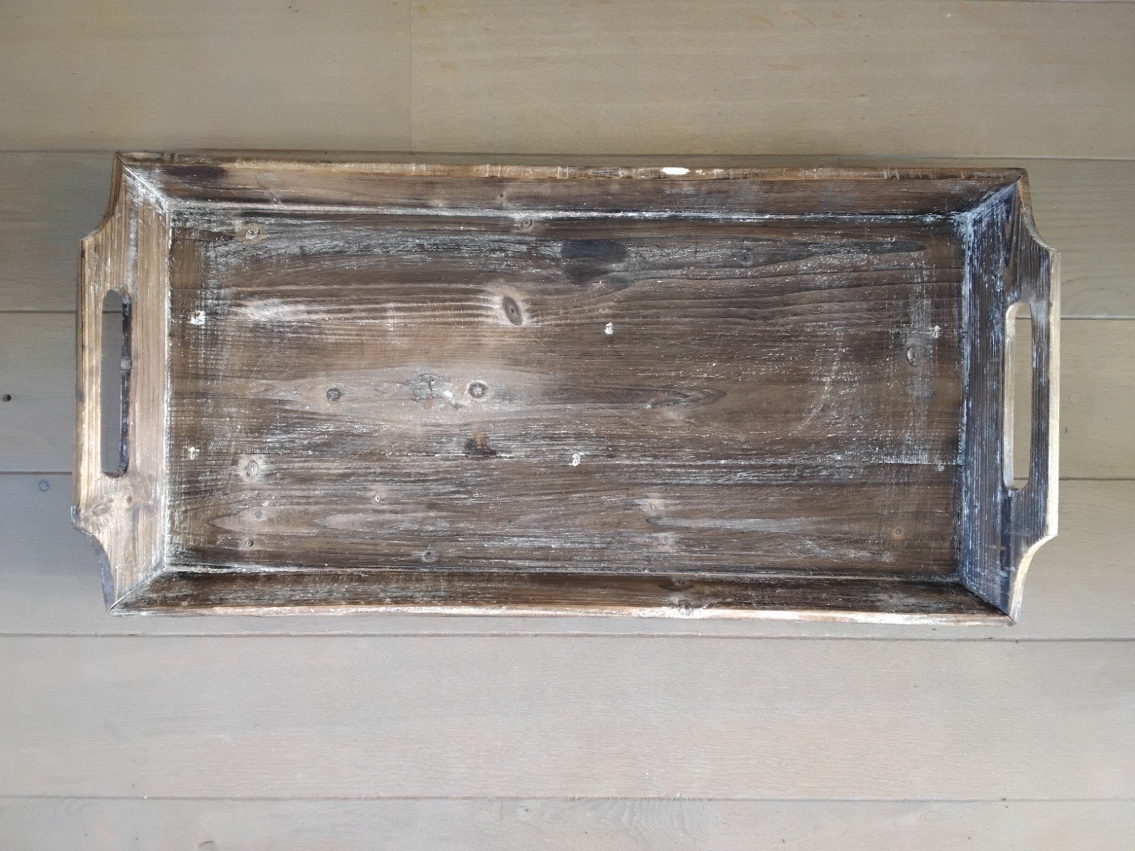 Houten dienblad met handvatten - Rustieke stijl, Ophalen, Gebruikt, Dienblad, Met opstaande rand