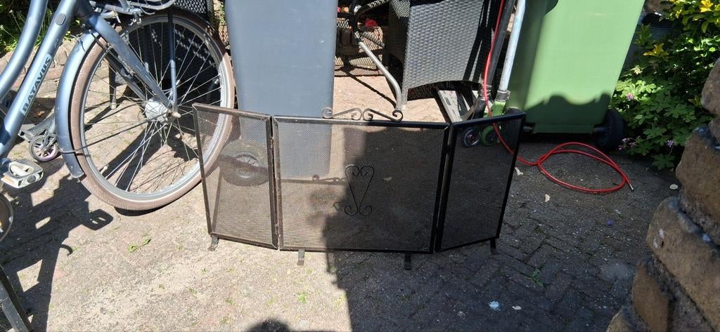Haardscherm / vonkenscherm, 3-delig, zwart metaal, Ophalen of Verzenden
