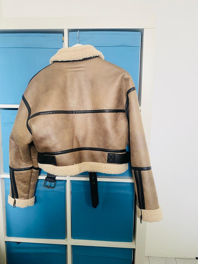 Zara Biker Jack met Bontkraag en Riem - Zo goed als nieuw, Ophalen of Verzenden, Zo goed als nieuw, Maat 36 (S), Bruin