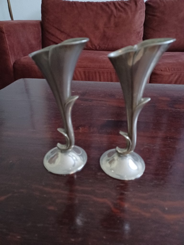 Vintage verzilverde knopvaasjes (set van 2), Ophalen of Verzenden