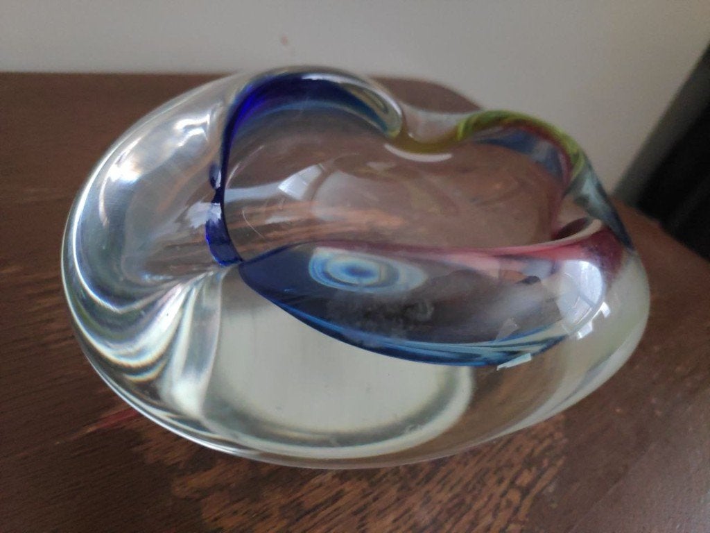 Mid-Century Geblazen Glazen design asbak, Ophalen of Verzenden