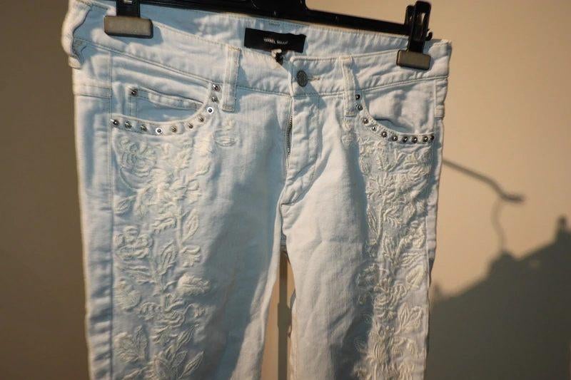 Isabel Marant driekwart broek studs werk bloemen stiksel S, Kleding | Dames, Broeken en Pantalons, Isabel Marant, Verzenden, Wit