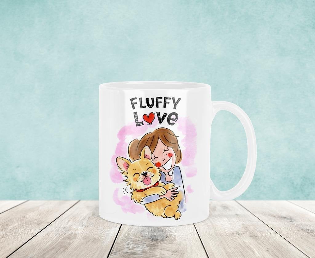 Fluffy Franse Bulldog Mok - Blond Stijl, Verzenden, Nieuw, Keramiek, Kop(pen) en/of Schotel(s)