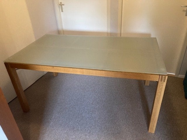eettafel, Huis en Inrichting, Tafels | Eettafels, Ophalen, Glas, Gebruikt, 50 tot 100 cm