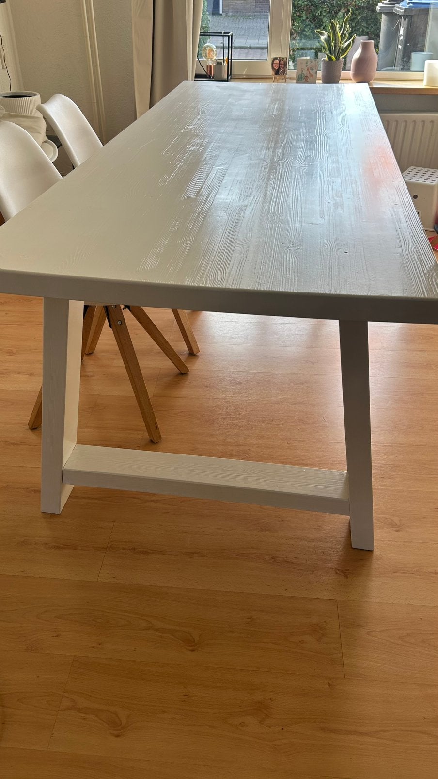 Eettafel wit 230 cm, Ophalen, Gebruikt, 200 cm of meer, 50 tot 100 cm