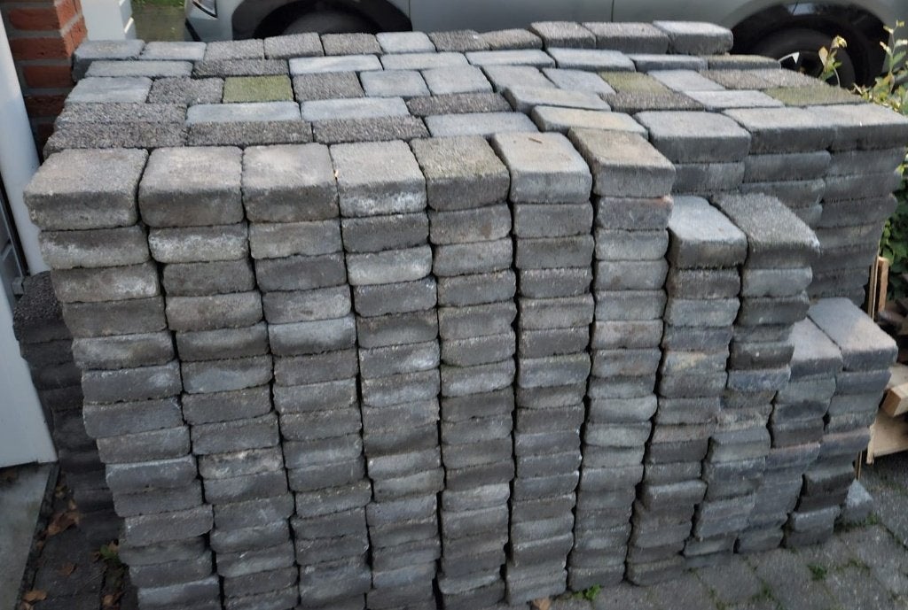 Abbeystones, getrommeld, komen van terras 29m2, Tuin en Terras, Ophalen, Gebruikt, 10 m² of meer, Beton