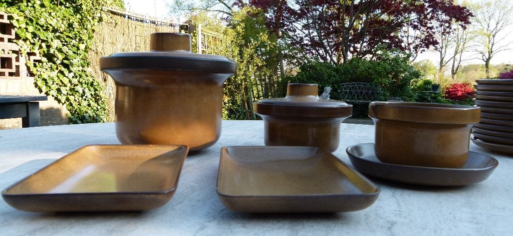 Vintage Bruin '70 Botervloot Gebaksborden Schalen Eierdoppen, Overige merken, Vintage, Nieuw, Ophalen of Verzenden
