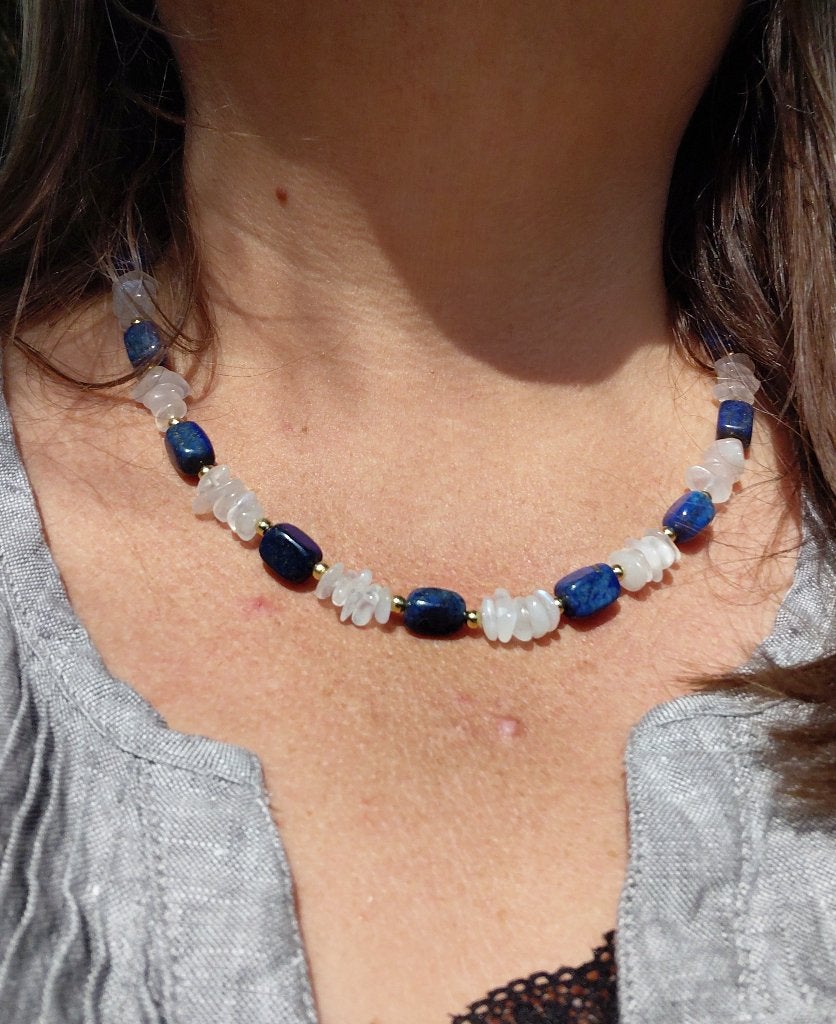 Female Power: ketting met lapis lazuli en maansteen, Ophalen of Verzenden, Nieuw