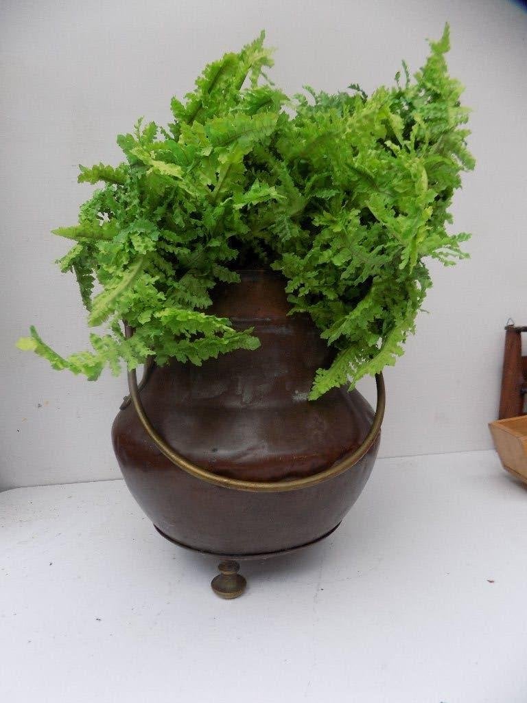 Bloempot koperen ketel brocante vintage, Ophalen of Verzenden, Gebruikt