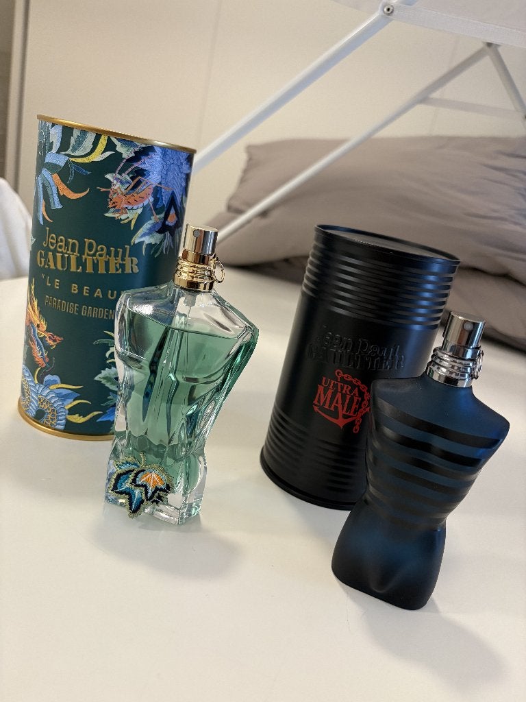 JPG Ultra Male & Le Beau Paradise Garden, Ophalen of Verzenden, Zo goed als nieuw, Parfumfles, Gevuld