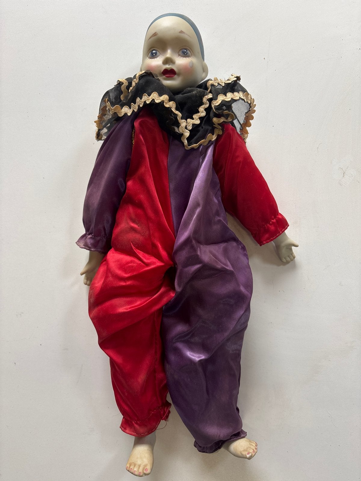 Vintage Porseleinen Clown Pop - Rood/Paars Kostuum, Ophalen of Verzenden, Gebruikt, Overige typen