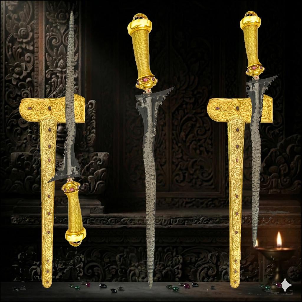 Goud vergulde Lombok Bali kris, keris - kris - keris, Antiek en Kunst, Kunst | Niet-Westerse kunst, Ophalen of Verzenden
