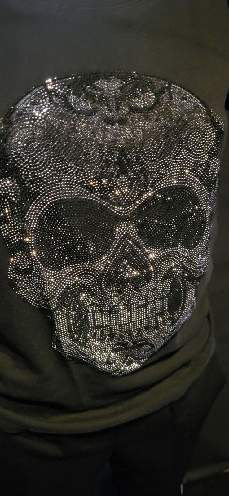 shirt doodshoofd en strass, Maat 38/40 (M), Zwart, Nieuw, Ophalen of Verzenden