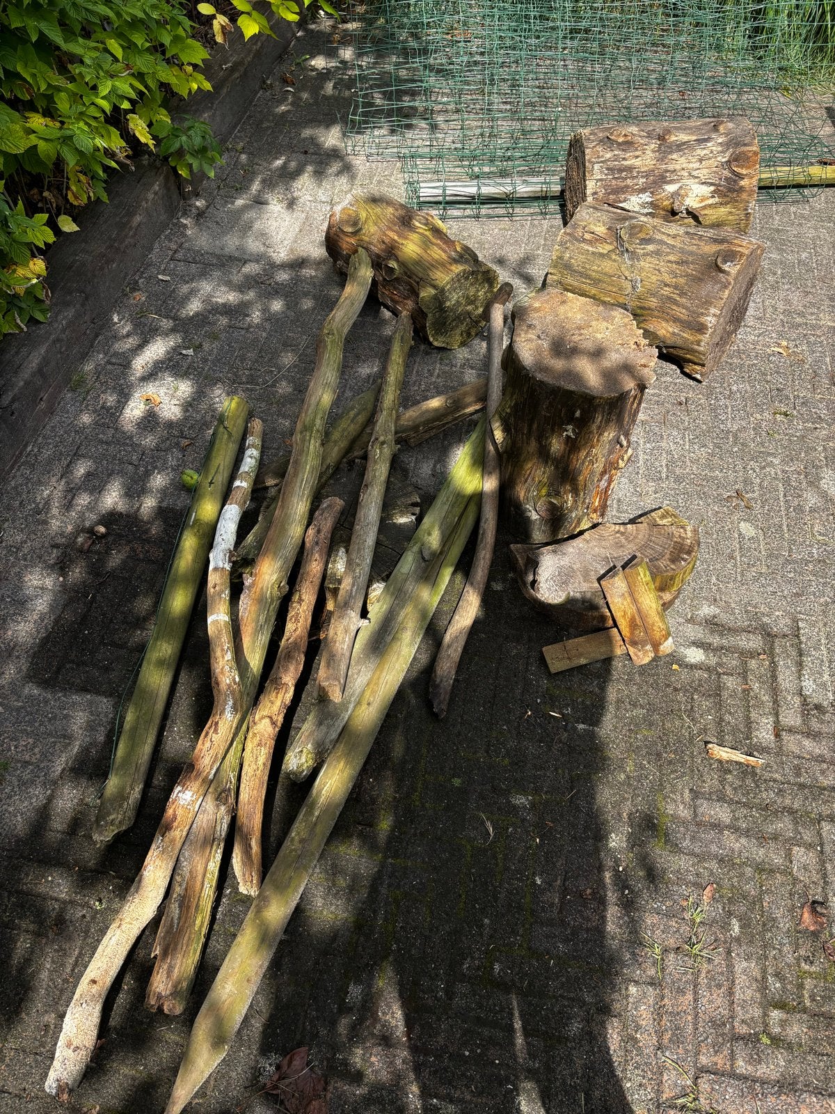 Tuingaas en boomstammetjes voor konijnenhok gratis ophalen, Ophalen, Gebruikt
