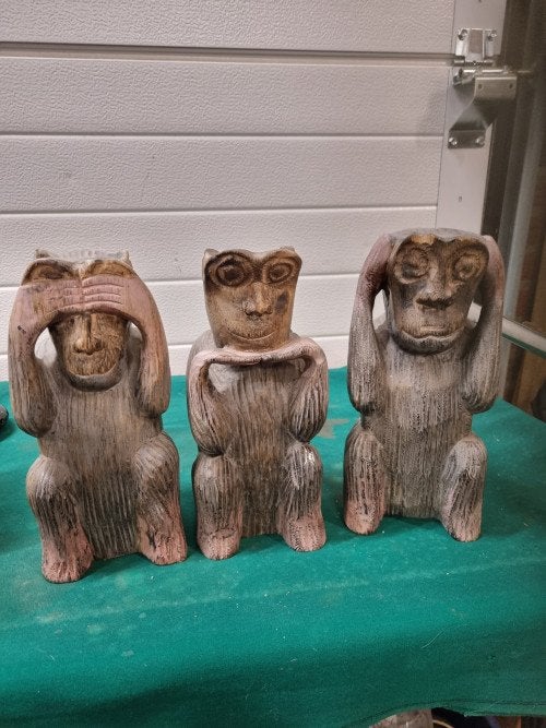 horen zien en zwijgen apen beelden vintage, Ophalen of Verzenden