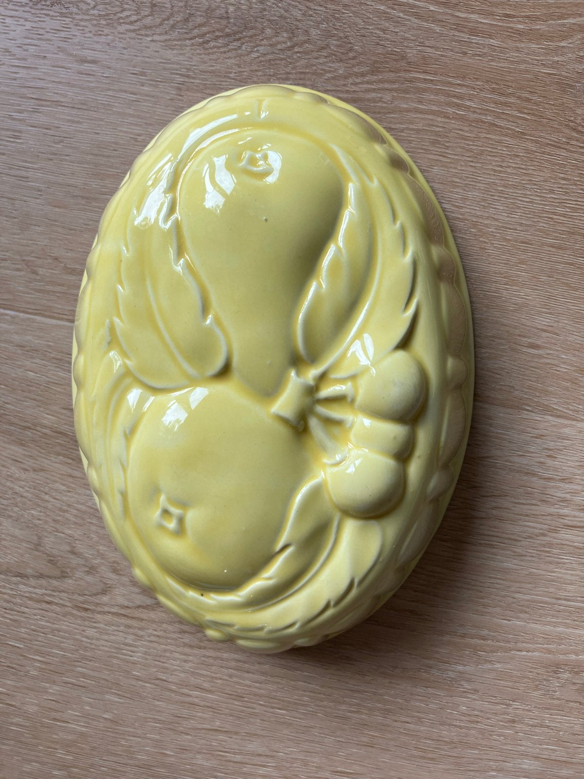 Vintage Gele Keramische Fruit Puddingvorm, Ophalen