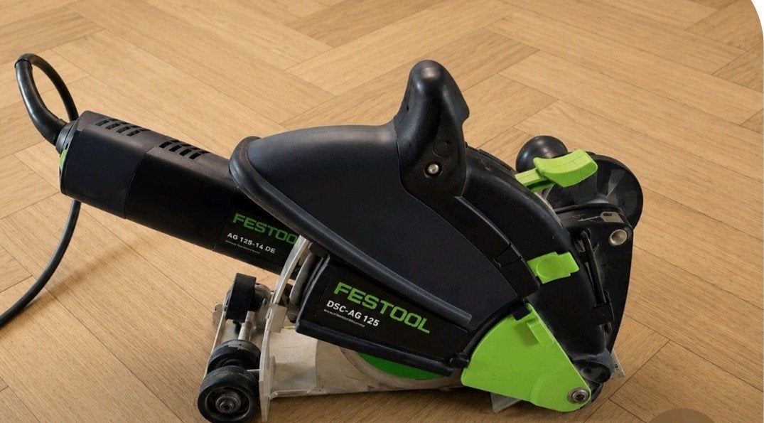 Festool DSC-AG125 railslijper evt met geleider, Ophalen of Verzenden, 1000 watt of meer, Haakse handslijpmachine
