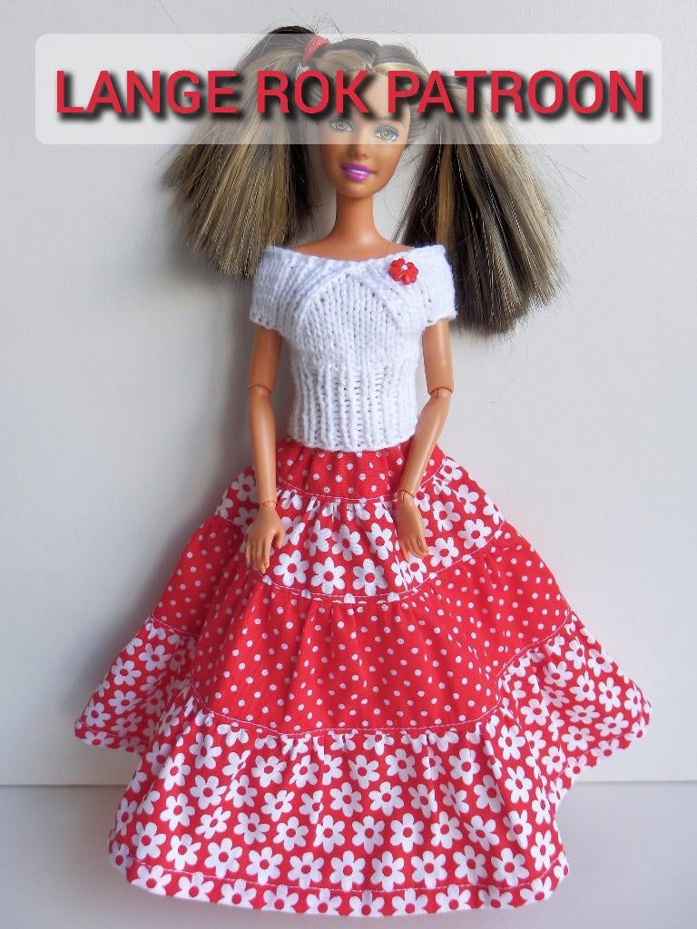 Naaipatroon barbiekleertjes - lange gerimpelde rok, Ophalen, Nieuw, Barbie