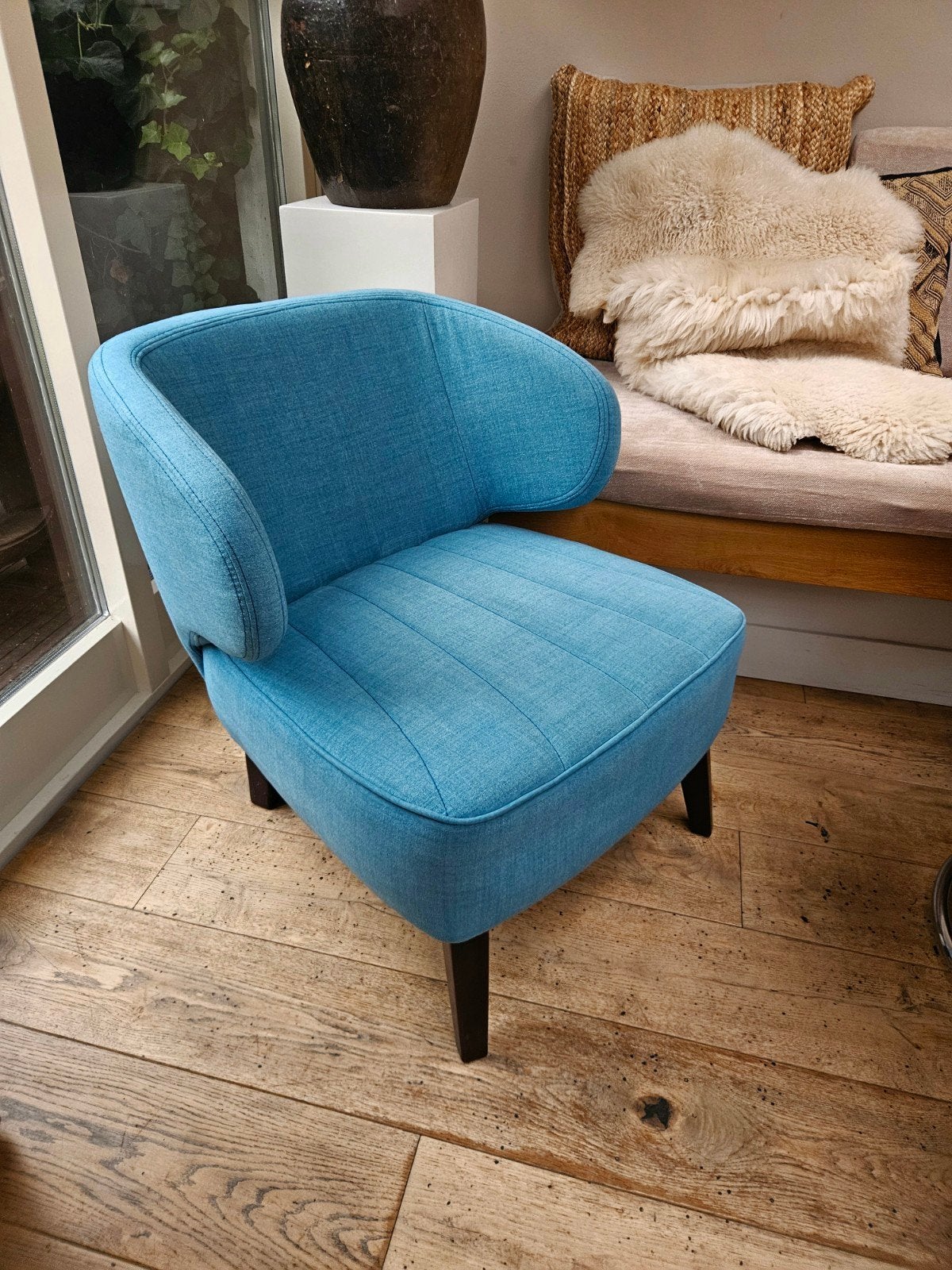 Henders & Hazel fauteuil - Blauw, 75 tot 100 cm, Ophalen of Verzenden, Zo goed als nieuw, Stof