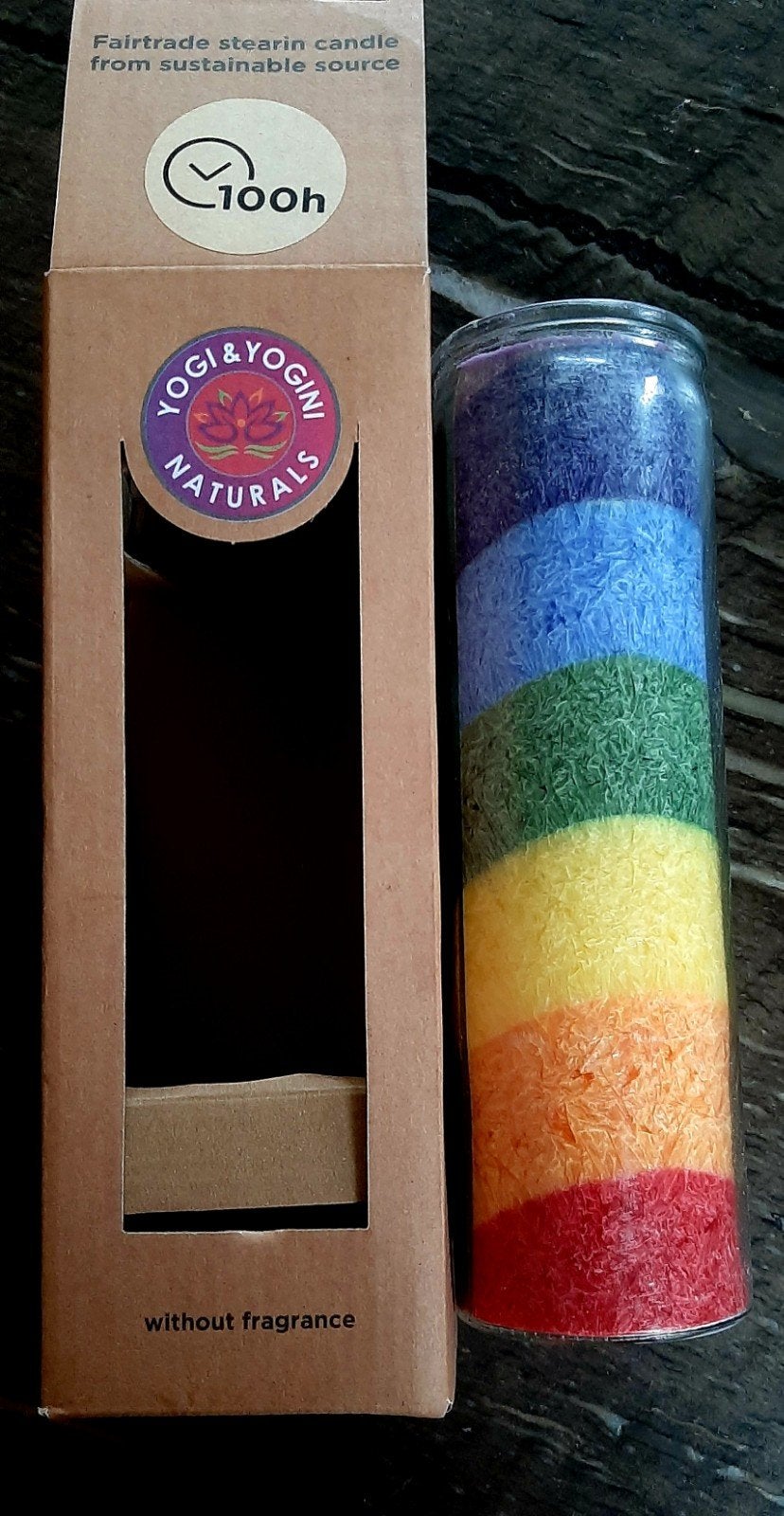 nieuwe regenboog stearine kaars in glas 100 branduren, Meerkleurig, Nieuw, Ophalen of Verzenden, Glas