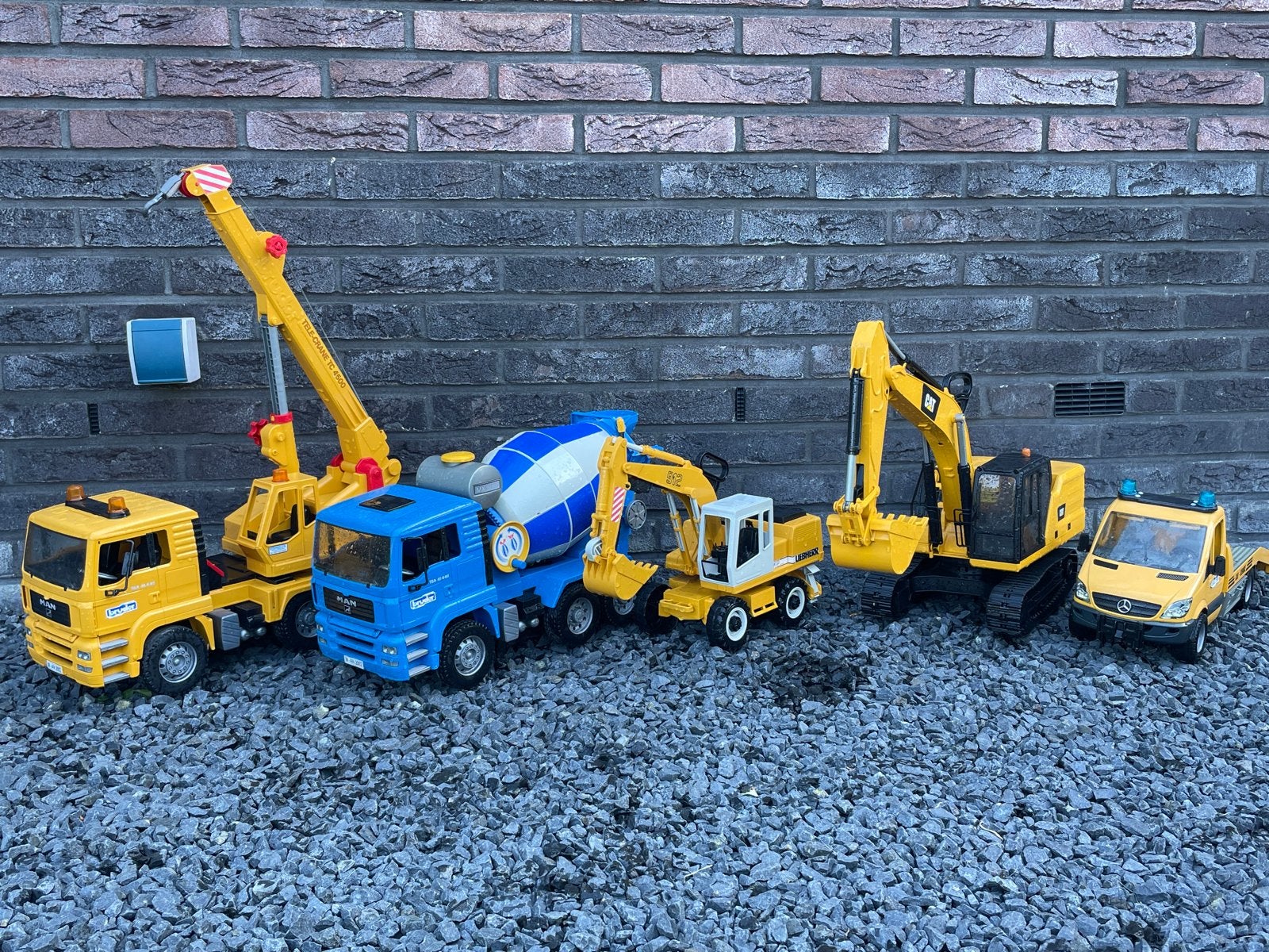 Grote set Bruder bouwvoertuigen - kraan, graafmachine, vrach, Ophalen, Gebruikt