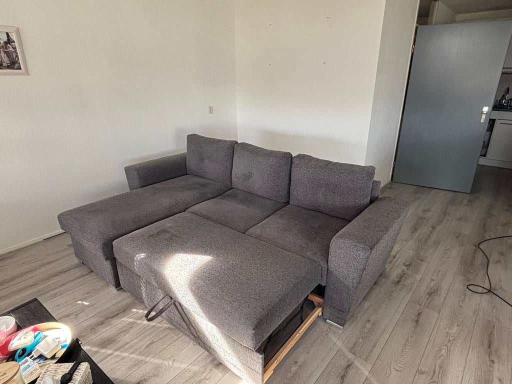 Grijze Hoekbank met Slaapfunctie, Huis en Inrichting, Banken | Bankstellen, Ophalen, Gebruikt, 100 tot 125 cm, Hoekbank