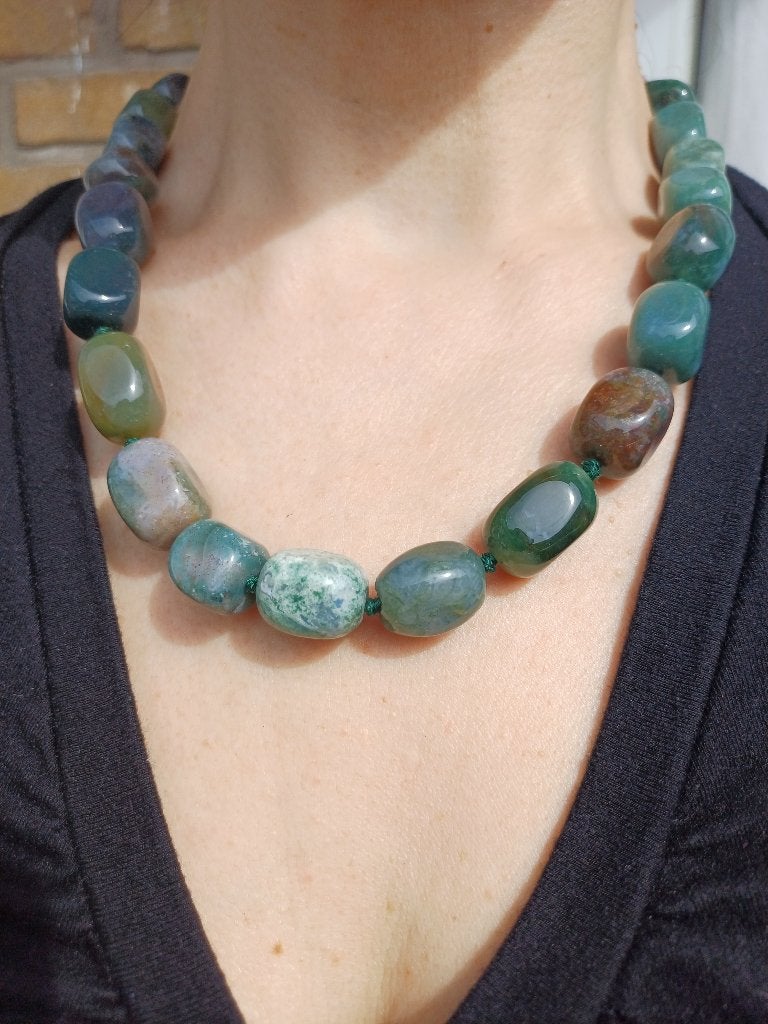 Vanoli collier / ketting van mosagaat en Indian agaat, Daiva1973@hotmail.com, Vanoli, Overige kleuren, Amsterdam