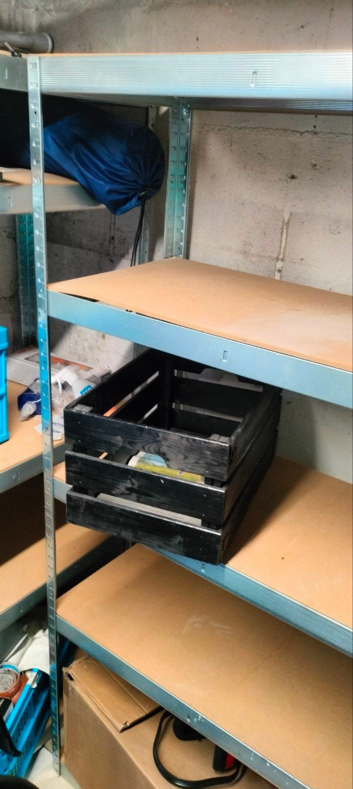 3 Stevige metalen stellingkast met houten planken, Ophalen, Gebruikt