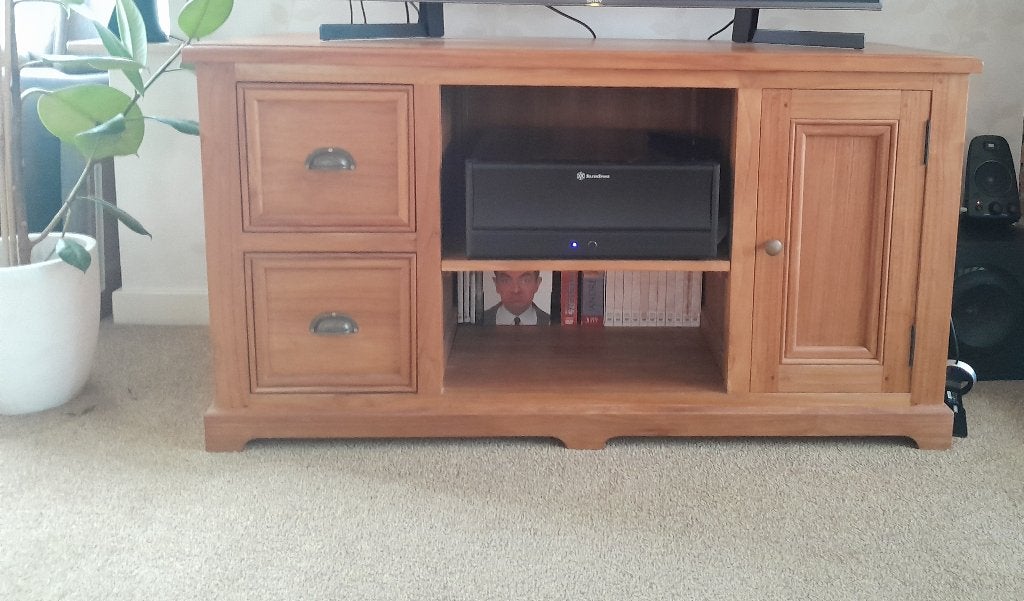televisie/audio kast/ laag dressoir met lade en kast, Huis en Inrichting, Ophalen, Teakhout, 50 tot 100 cm, Zo goed als nieuw