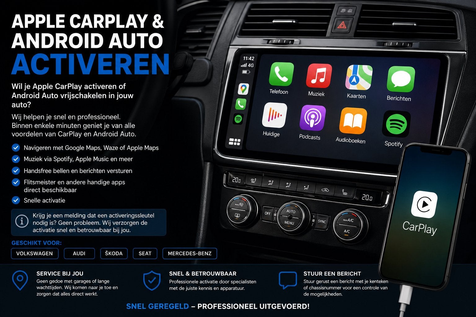 Apple CarPlay & Android Auto Activeren + Coderingen, Auto diversen, Auto-accessoires, Nieuw, Ophalen