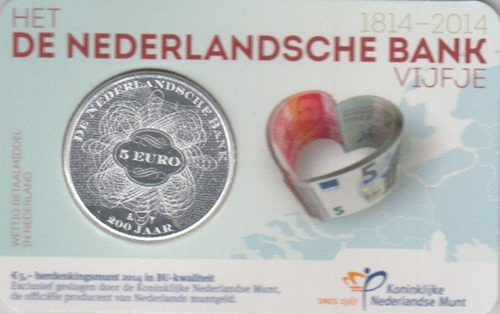 Nederland 5 euro Het Nederlandsche Bank Vijfje BU coincard, Ophalen of Verzenden, Koningin Beatrix, Euro's, Setje