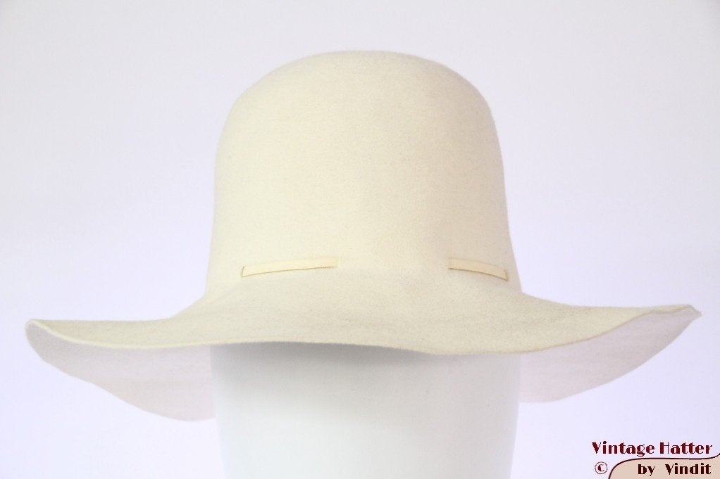 mooie Vintage Dames floppyhoed Mayser crème wit vilt 56, Mayser, Wit, Ophalen of Verzenden, Accessoires
