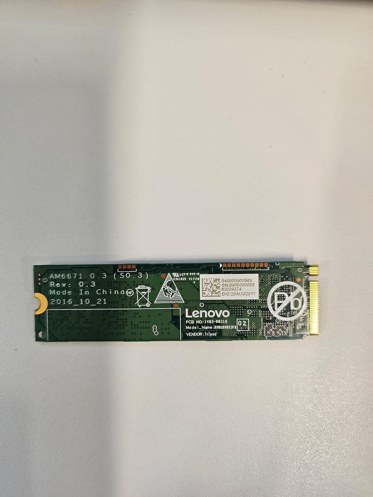 Lenovo LENSE2056GMSP34MEAT2TA 238GB NVMe SSD, Computers en Software, Harde schijven, Ophalen, Intern, Server, Zo goed als nieuw
