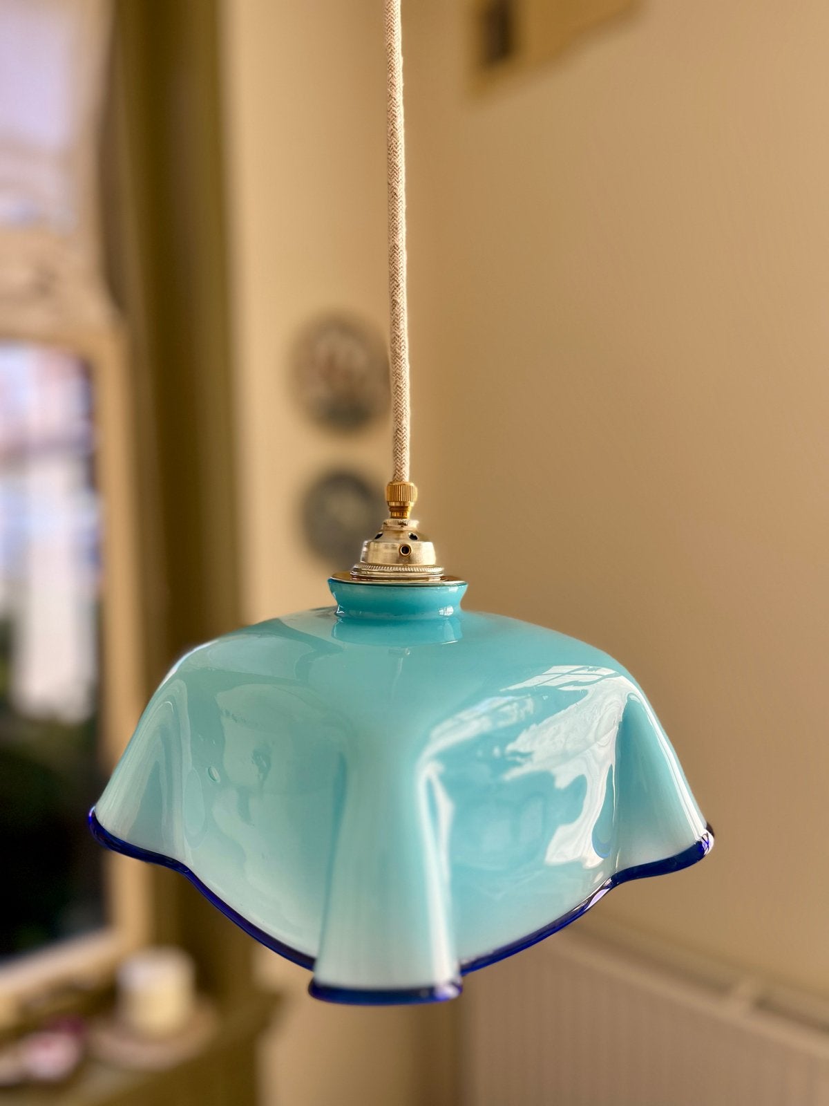 Vintage Franse Opaline hanglamp, Ophalen of Verzenden