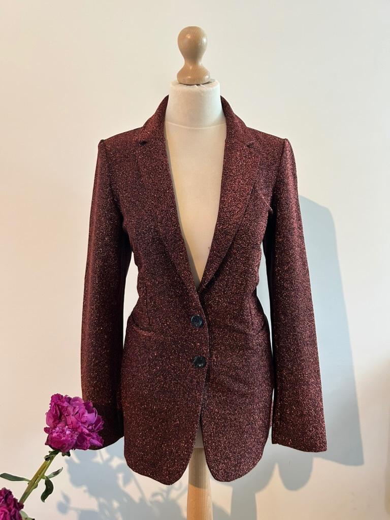 King Louie maat 42 Retro glitter blazer colbert 3318, Zwart, Maat 42/44 (L), Ophalen of Verzenden, Zo goed als nieuw