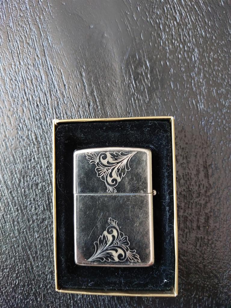 Zippo aansteker met sierlijk gravure - Silver Plated, Ophalen