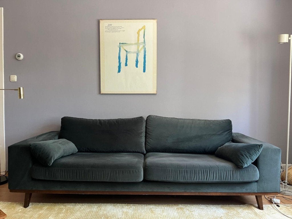 Tweedehands velvet bank gratis af te halen, Huis en Inrichting, Banken | Bankstellen, Ophalen, Gebruikt, Driepersoons, 75 tot 100 cm