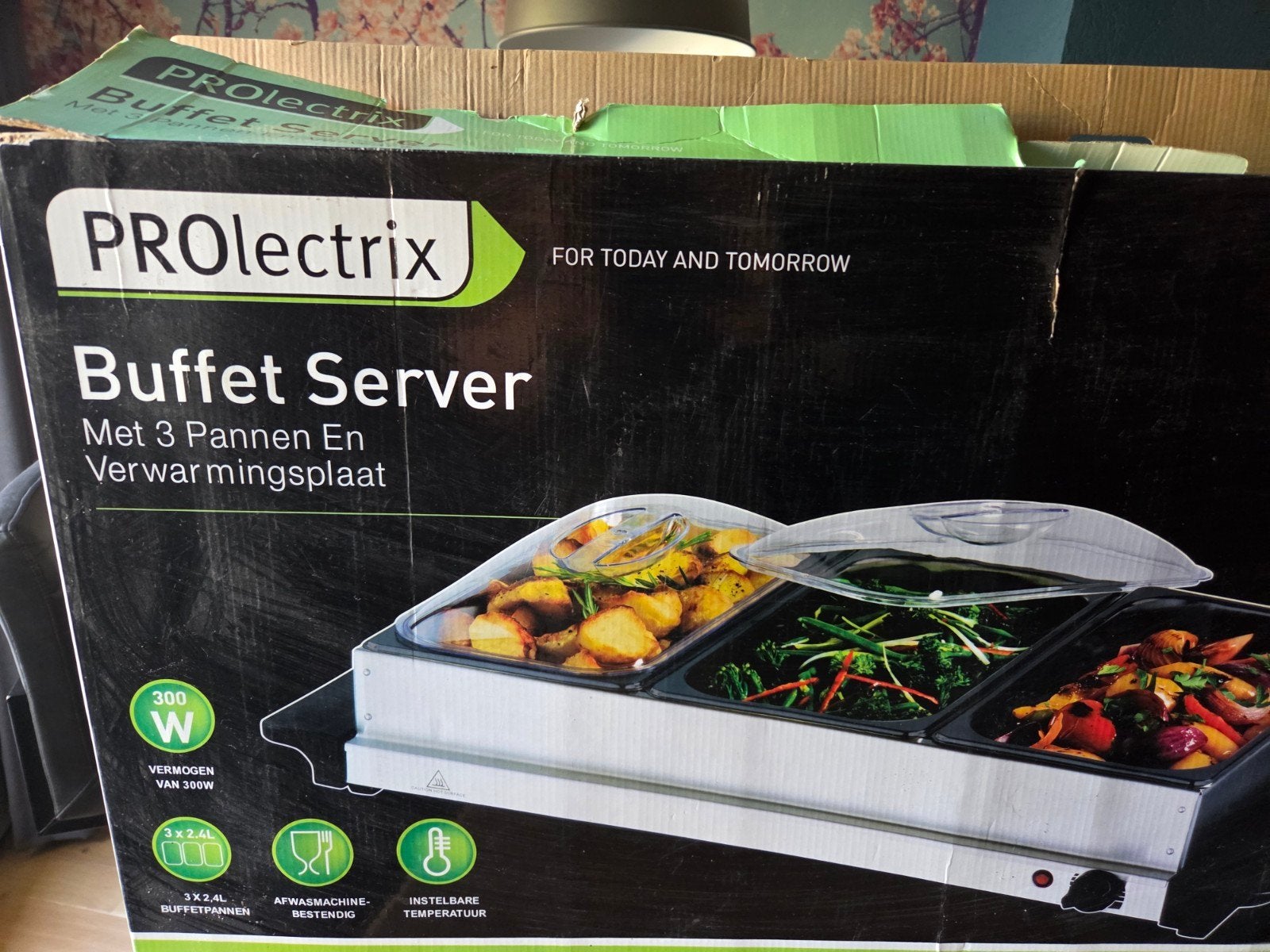 PROlectrix Buffet Server met 3 pannen en verwarmingsplaat, 2 tot 3 liter, Ophalen, Zo goed als nieuw, Vaatwasserbestendig